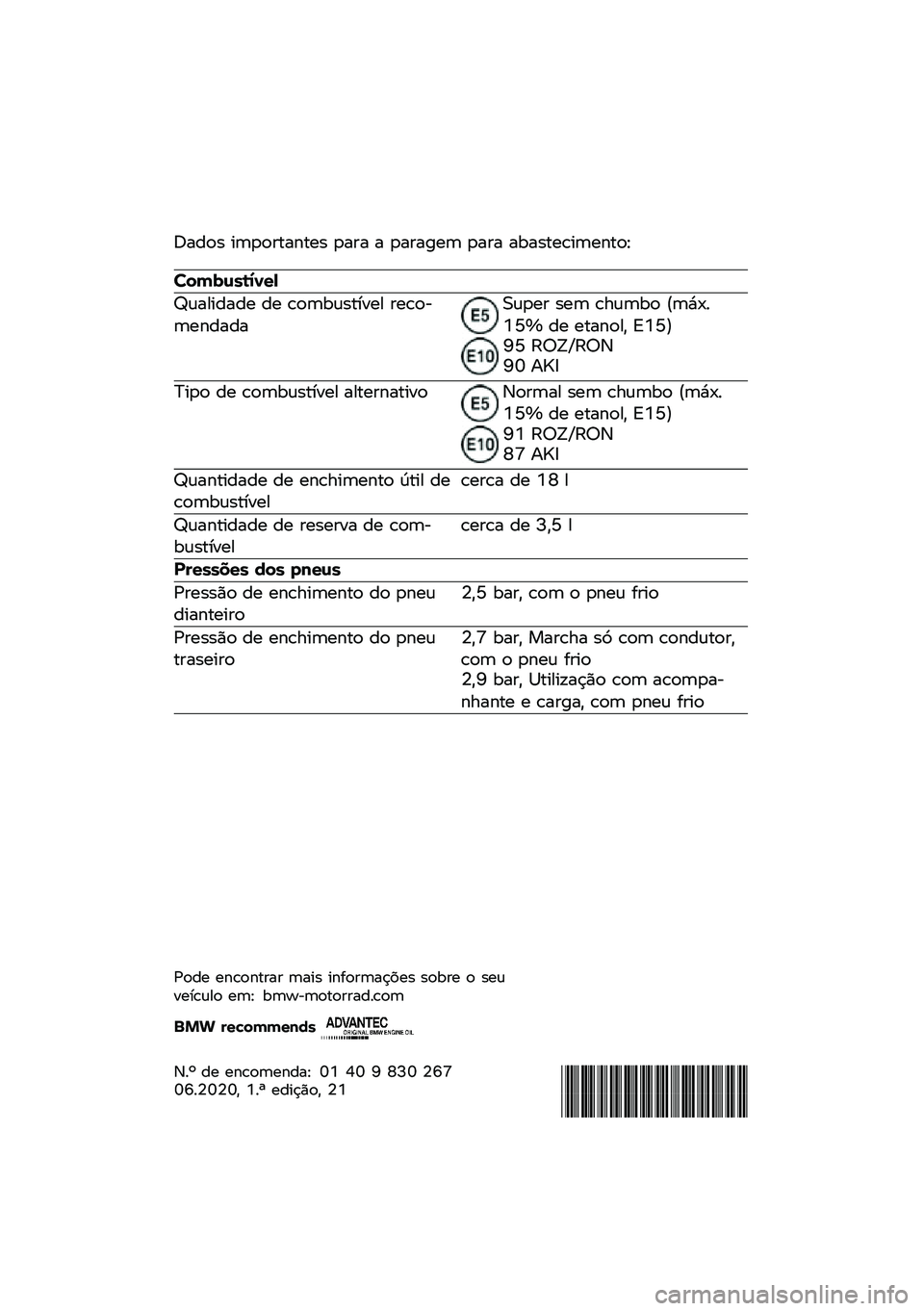 BMW MOTORRAD R NINE T 2020  Manual do condutor (in Portuguese) �D����$ �
����\f������$ ���\f� � ���\f���� ���\f� ��&��$����
������E
�������\b�	�\f�
�
�F�	���
���� �� ����&�	�$����� �\f����)�������