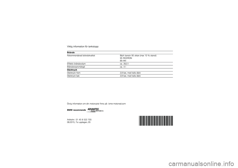 BMW MOTORRAD K 1600 GTL 2014  Instruktionsbok (in Swedish) �/����� ��\f�����	����\f �� � ��	�\f��
�����<
�������"
��������\f����	� �(���\f�
�����	����� �%��5��� �(��\f�
��\f �=�4 ����	�\f �"��	�) �3�2