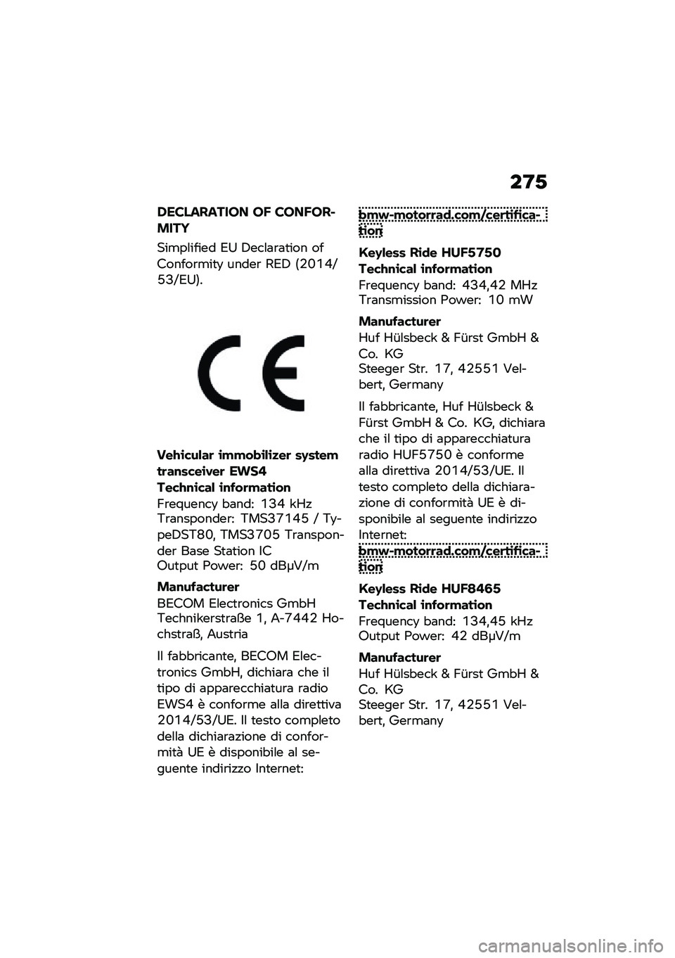 BMW MOTORRAD F 850 GS 2021  Libretto di uso e manutenzione (in Italian) ��F�-
�,���������� ��/ ����/���#����U
���
��\f����� �*�? �4���\f�	�\b�	�
��� ��������\b�
��
�7 �����\b �3�*�4 �9�+�N�S�J�I�G�@�I�*�?�:�
���0�\b���&��