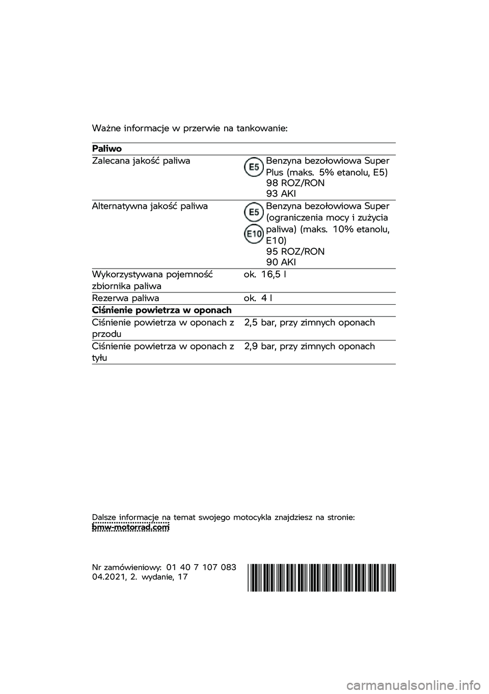 BMW MOTORRAD M 1000 RR 2021  Instrukcja obsługi (in Polish) �!��"�\f� ��\f���
�	���� � ��
���
��� �\f� �
��\f�����\f���=
������
�.������\f� �����$� �������6��\f���\f� �<����-������ �>�\b���
���\b�