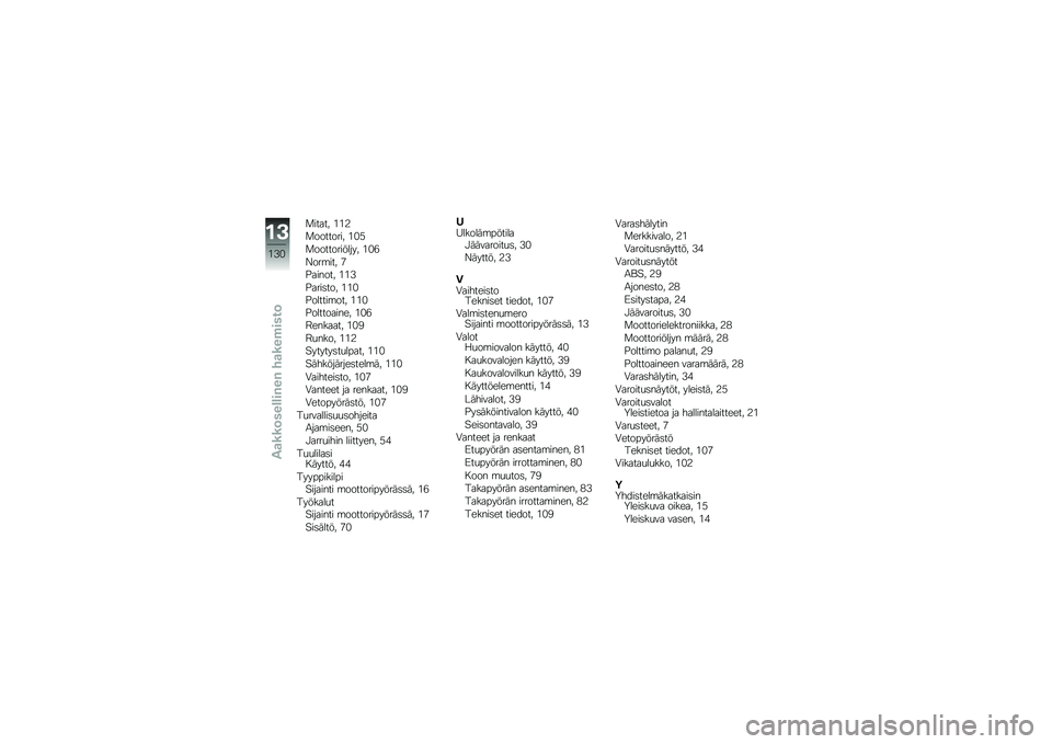 BMW MOTORRAD C 650 GT 2012  Käsikirja (in Finnish) �
�����! �&�&�4
�
��������! �&�%�*
�
������������! �&�%�-
�;���\b���! �,
�$������! �&�&�+
�$����	���! �&�&�%
�$������\b���! �&�&�%
�$����������! �&�
