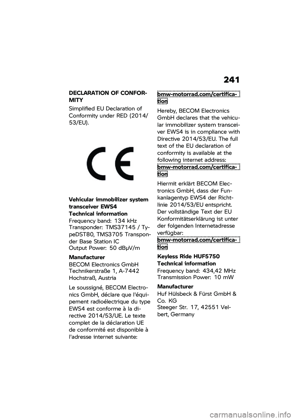 BMW MOTORRAD CE 04 2021  Livret de bord (in French) ��%�
�$��0�N��!����� ��U �0���U��!�)�#���_
�,�\f����\f��\f�	� �/�4 �3�	�
������\f�� ���8�������\f��$ ����	� �7�/�3 �>�0�R�V�P�O�M�D�O�/�4�?�
� �
��
���\f��