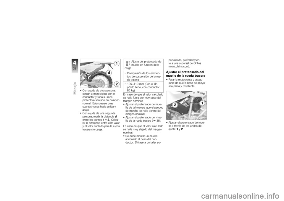 BMW MOTORRAD G 450 X 2009  Manual de instrucciones (in Spanish) �-�� ���
�� �� ���	� ���	�����
���	���	 �� �
���������� ��� ��
�����
����	 � ���� ��
 �	���
��	�������	� ������� �� ������