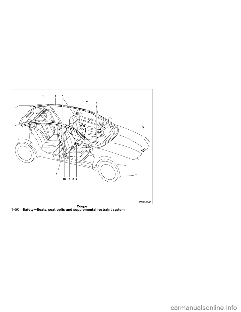 NISSAN ALTIMA COUPE 2009 D32 / 4.G Owners Manual Coupe
WRS0845
1-50Safety—Seats, seat belts and supplemental restraint system
ZREVIEW COPYÐ2009 Altima(alt)
Owners Manual(owners)ÐUSA_English(nna)
02/03/09Ðdebbie
X 