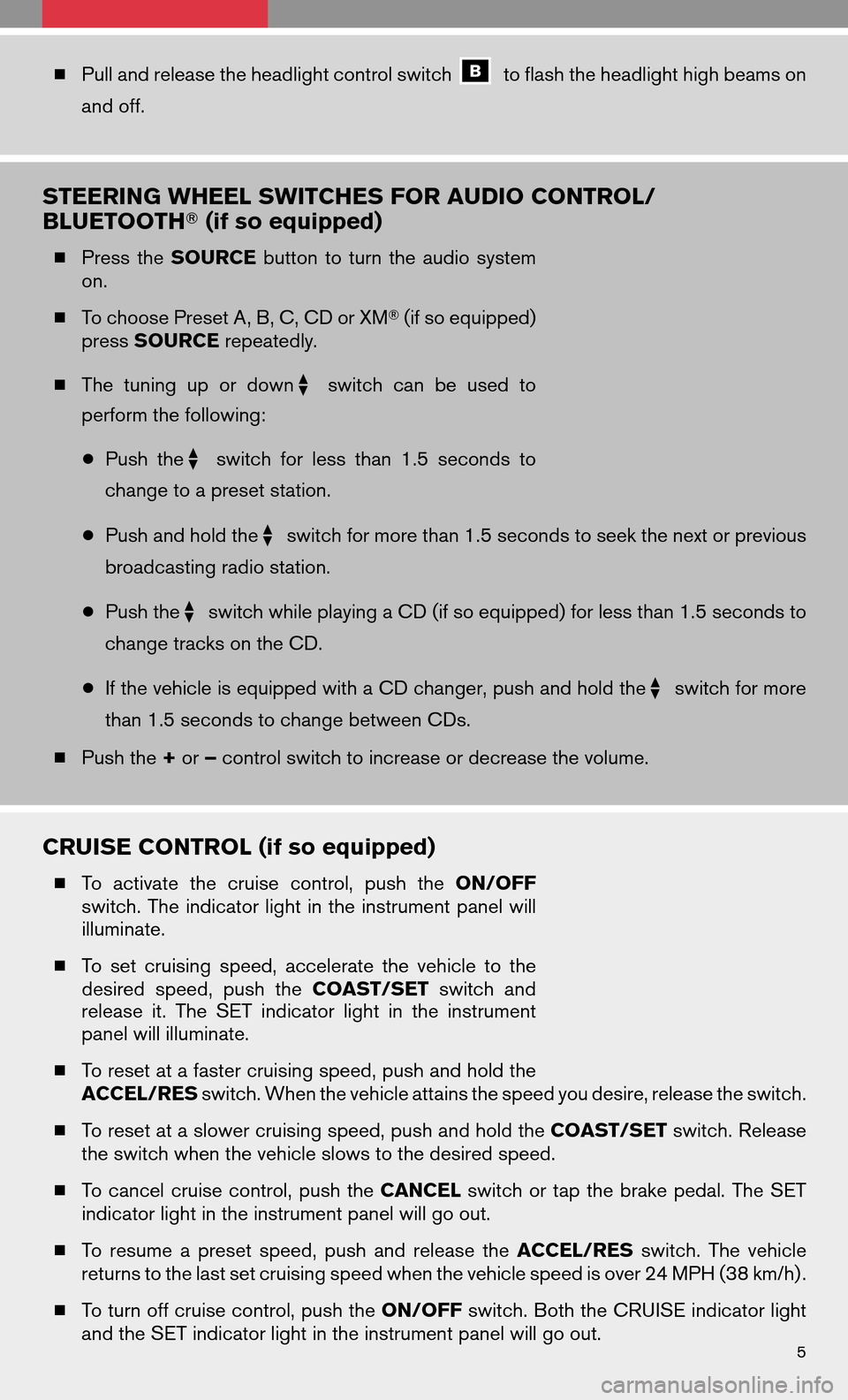 NISSAN VERSA HATCHBACK 2009 1.G Quick Reference Guide 