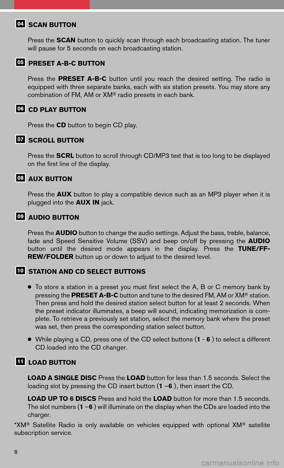 NISSAN VERSA HATCHBACK 2009 1.G Quick Reference Guide 