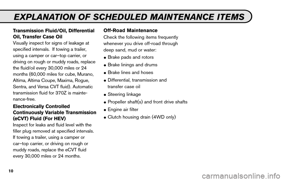NISSAN VERSA HATCHBACK 2010 1.G Service And Maintenance Guide 