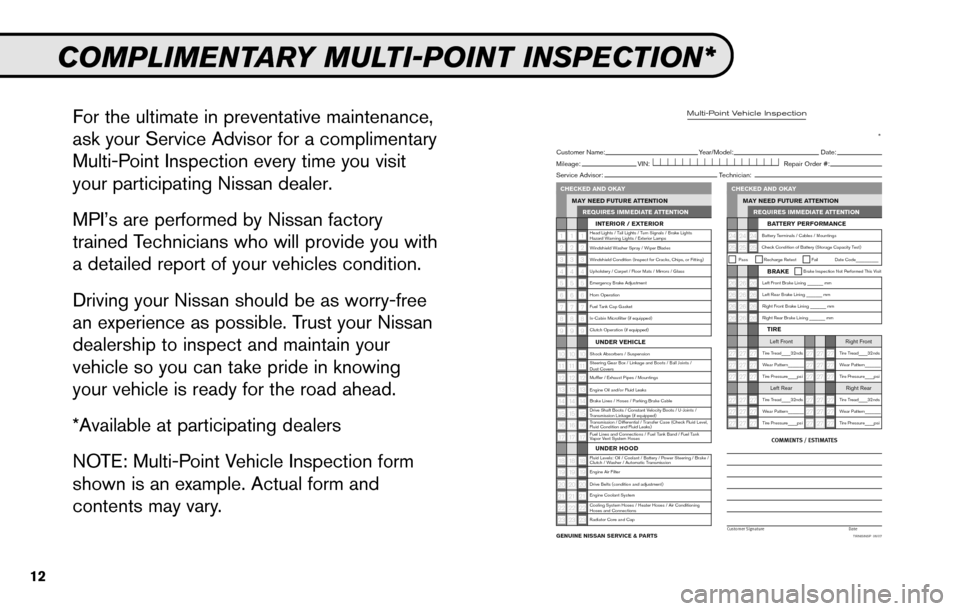 NISSAN VERSA HATCHBACK 2010 1.G Service And Maintenance Guide 