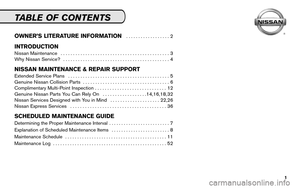 NISSAN VERSA HATCHBACK 2010 1.G Service And Maintenance Guide 