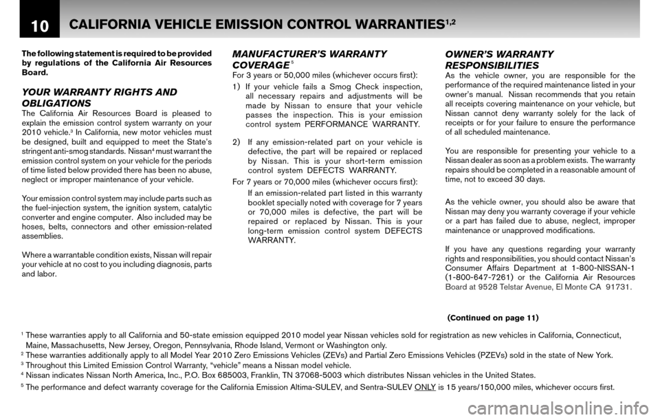 NISSAN CUBE 2010 3.G Warranty Booklet 