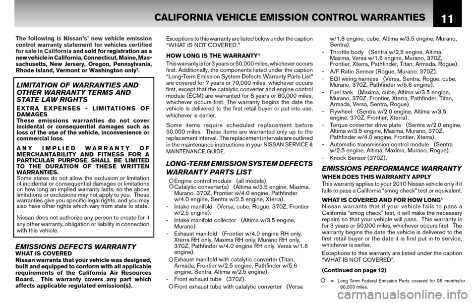 NISSAN CUBE 2010 3.G Warranty Booklet 