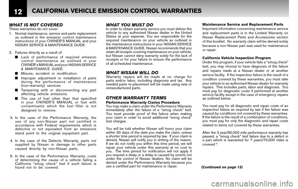 NISSAN CUBE 2010 3.G Warranty Booklet 