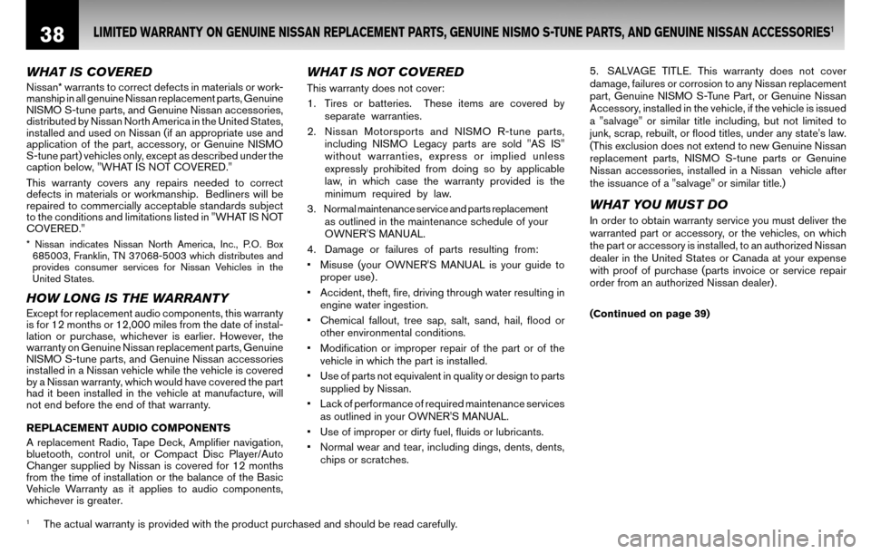 NISSAN VERSA 2010 1.G Warranty Booklet 