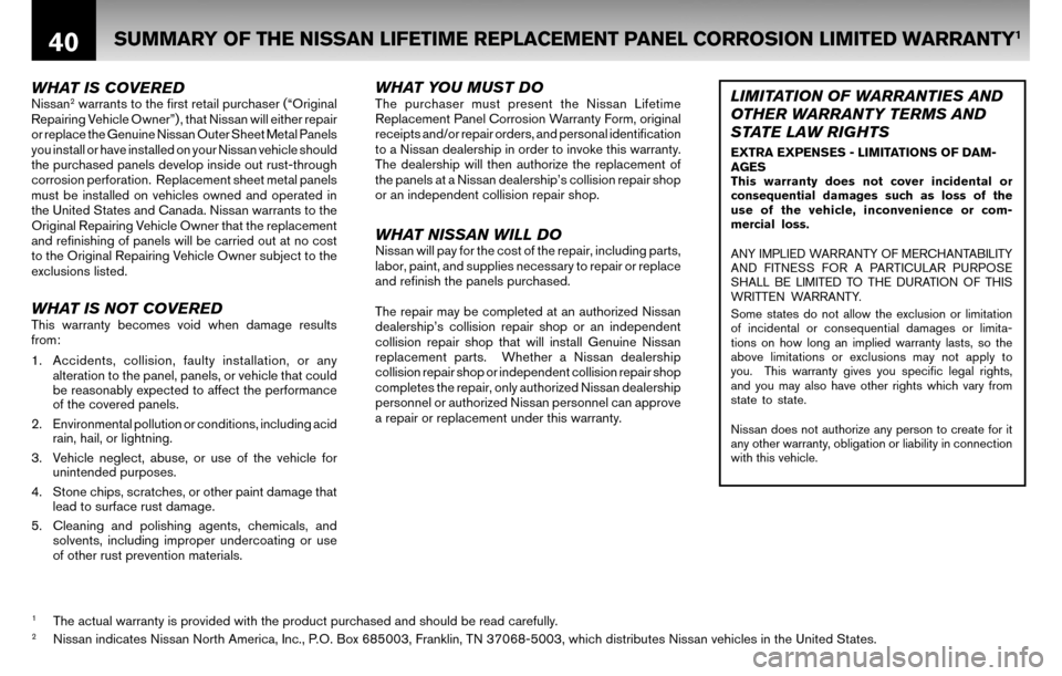 NISSAN VERSA 2010 1.G Warranty Booklet 