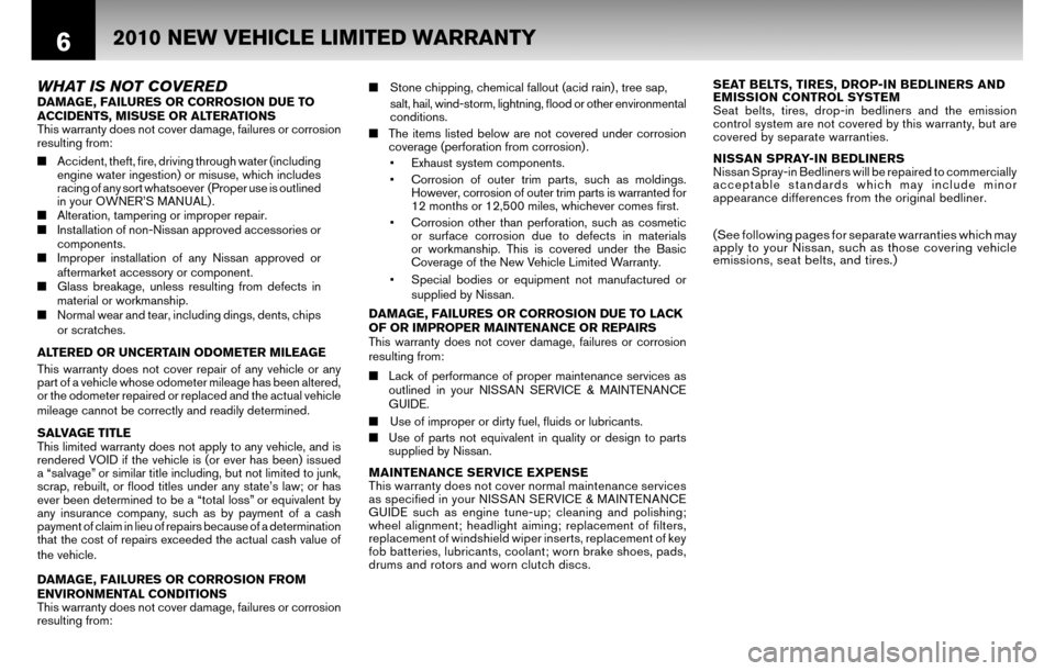 NISSAN CUBE 2010 3.G Warranty Booklet 
