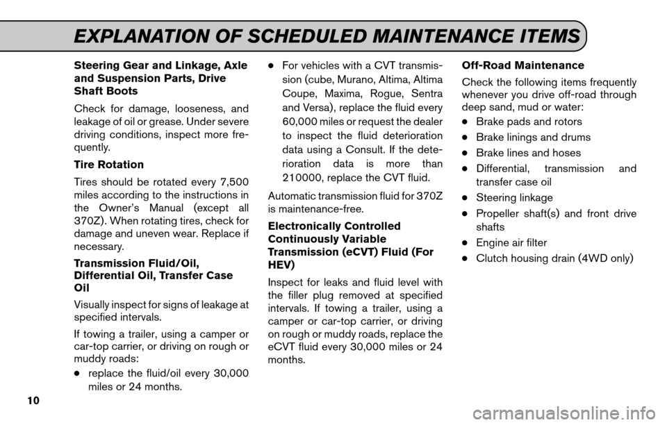 NISSAN XTERRA 2011 N50 / 2.G Service And Maintenance Guide 