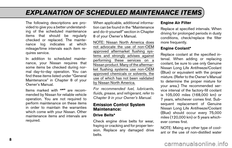 NISSAN XTERRA 2011 N50 / 2.G Service And Maintenance Guide 