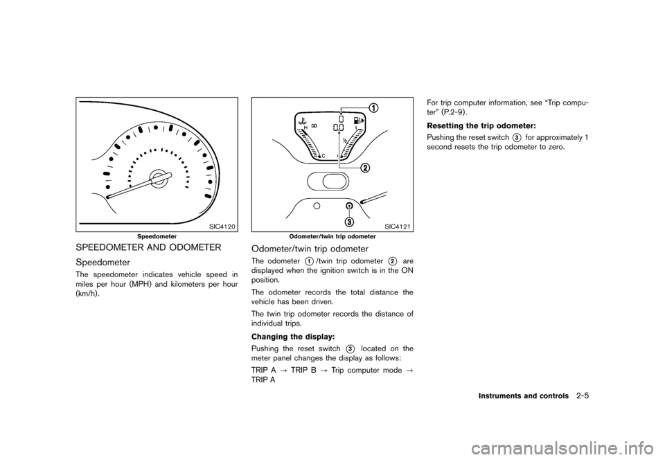 NISSAN CUBE 2013 3.G Owners Manual Black plate (77,1)
[ Edit: 2012/ 7/ 19 Model: Z12-D ]
SIC4120
Speedometer
SPEEDOMETER AND ODOMETERGUID-EC32360C-6F31-4F4D-B8EB-020089B05D73
SpeedometerGUID-A315E167-834E-45E4-A6EA-54001DD4A855The spee