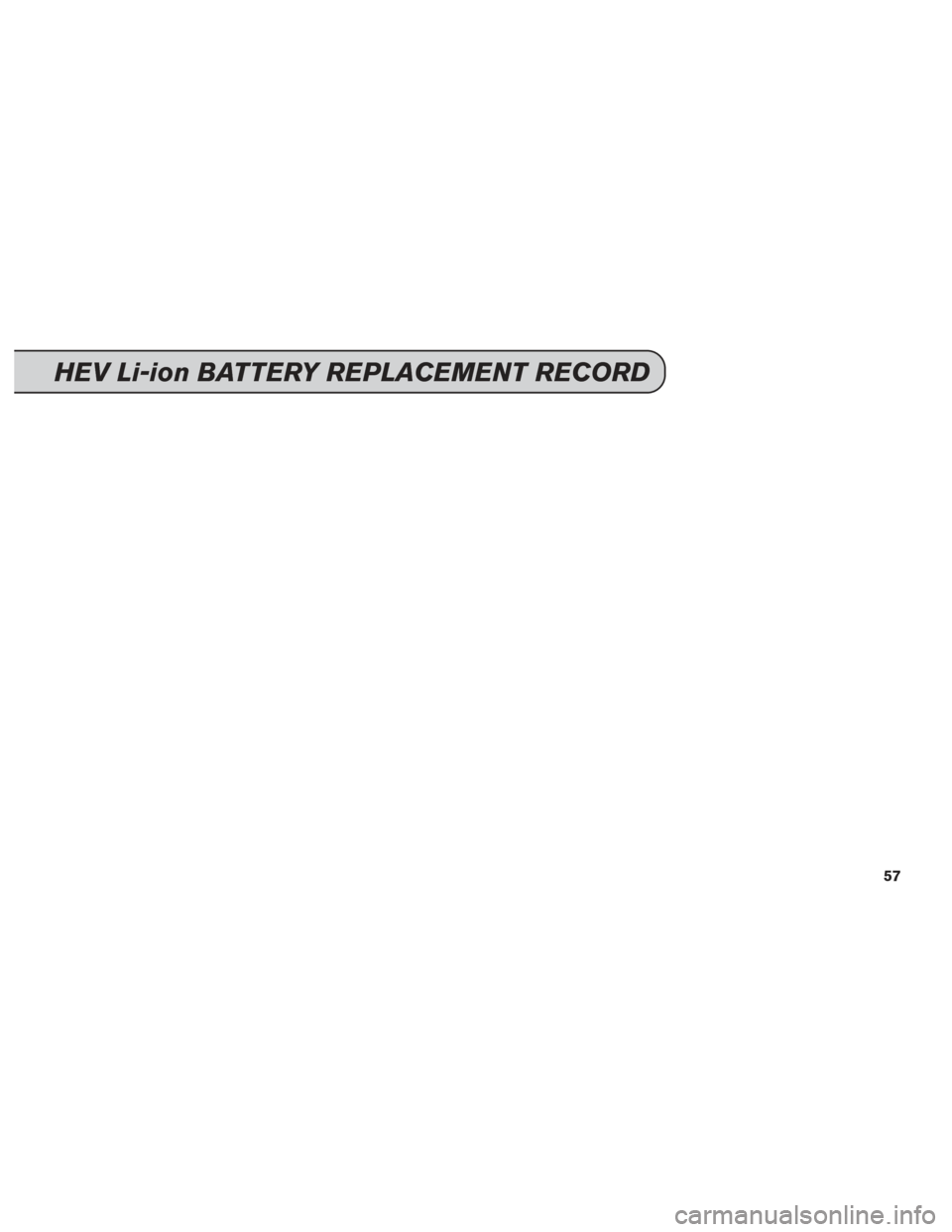 NISSAN GT-R 2014 R35 Service And Maintenance Guide HEV Li-ion BATTERY REPLACEMENT RECORD
57 