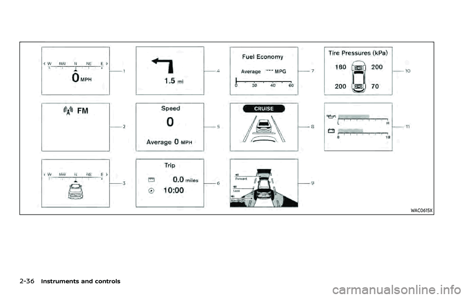 NISSAN ARMADA 2022  Owner´s Manual 2-36Instruments and controls
WAC0615X 
