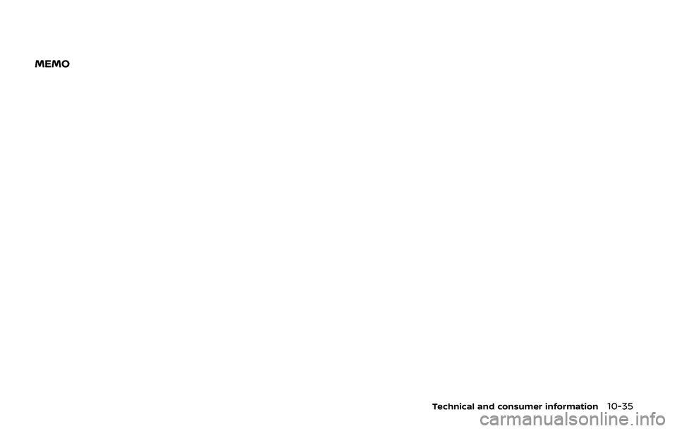 NISSAN ARMADA 2019  Owner´s Manual MEMO
Technical and consumer information10-35 