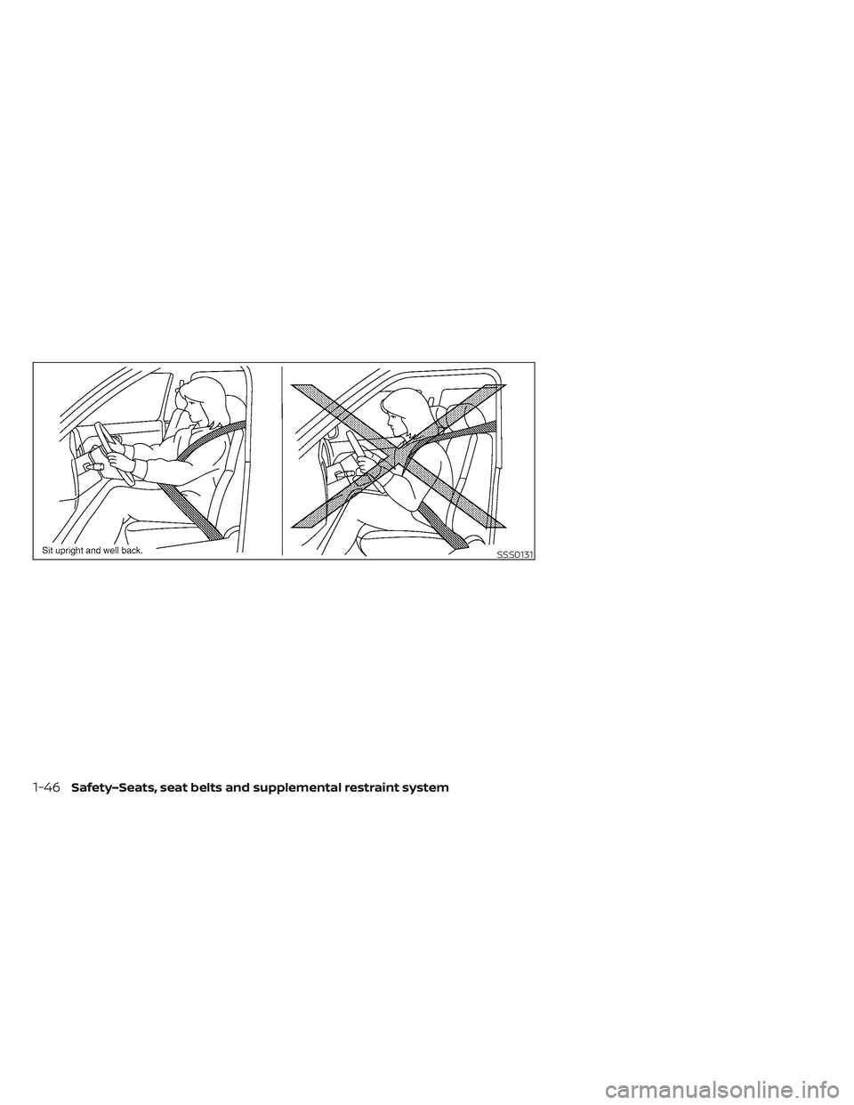 NISSAN LEAF 2022  Owner´s Manual SSS0131
1-46Safety–Seats, seat belts and supplemental restraint system 