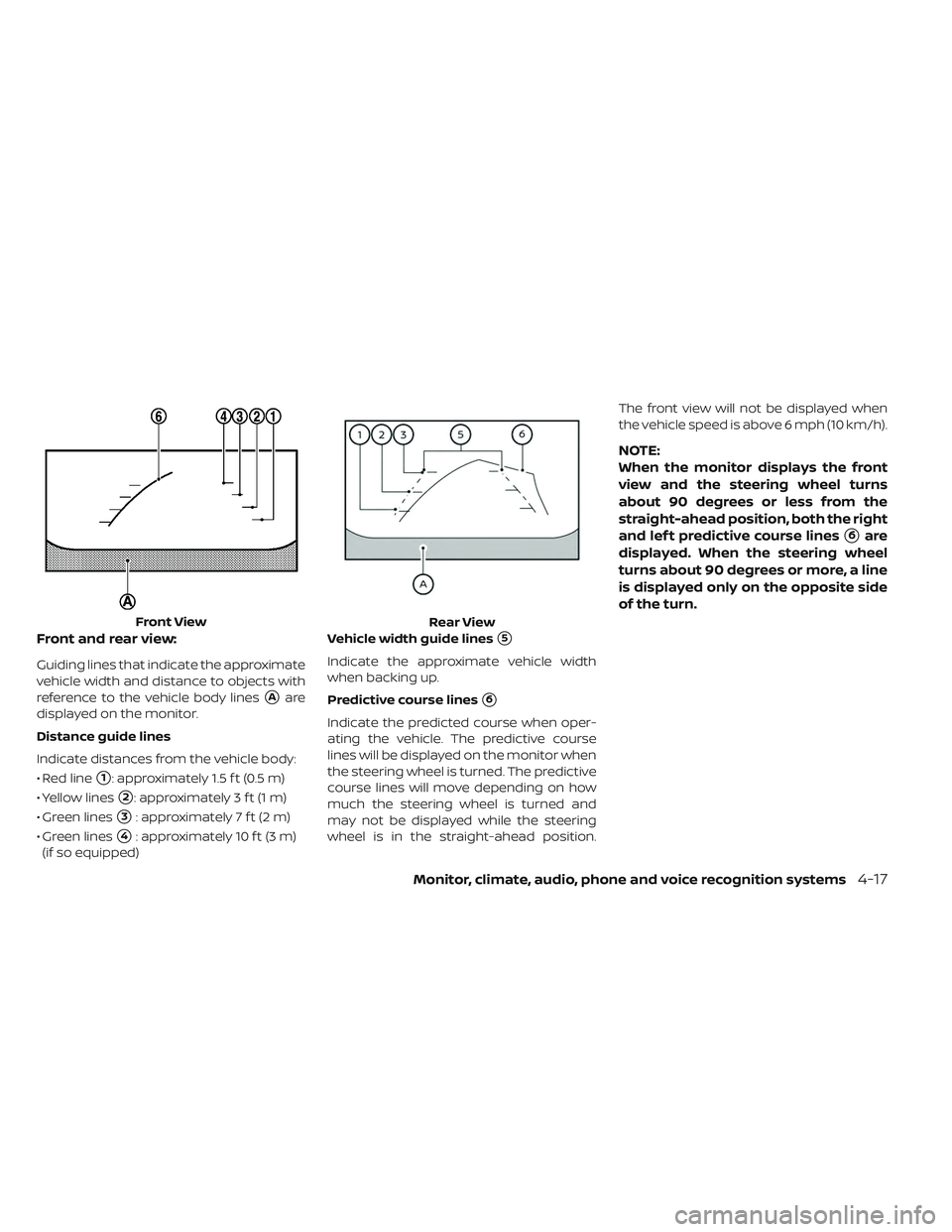 NISSAN LEAF 2019 Owner´s Manual Front and rear view:
Guiding lines that indicate the approximate
vehicle width and distance to objects with
reference to the vehicle body lines
Aare
displayed on the monitor.
Distance guide lines
Ind NISSAN LEAF 2019 Owner´s Manual Front and rear view:
Guiding lines that indicate the approximate
vehicle width and distance to objects with
reference to the vehicle body lines
Aare
displayed on the monitor.
Distance guide lines
Ind