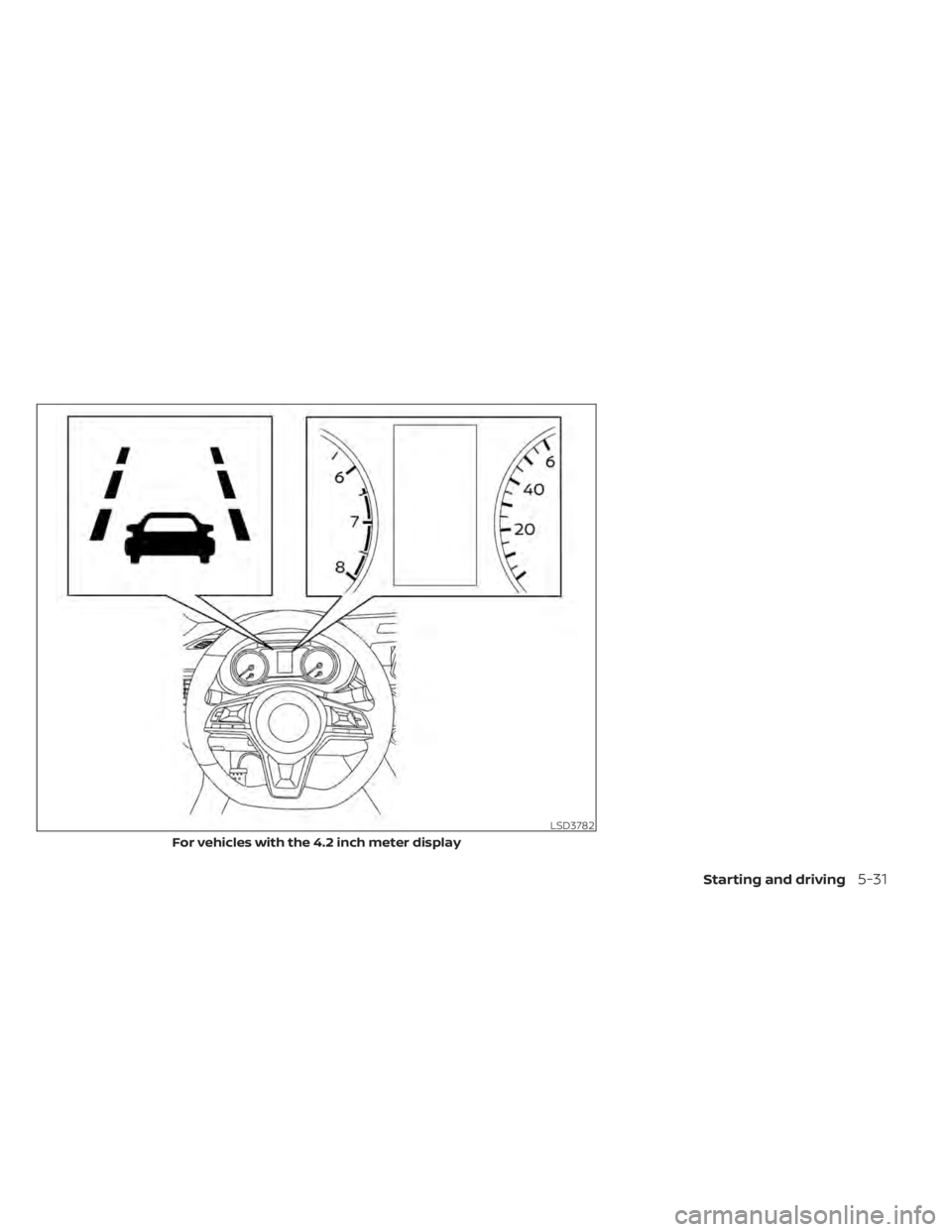 NISSAN SENTRA 2020  Owner´s Manual LSD3782
For vehicles with the 4.2 inch meter display
Starting and driving5-31 