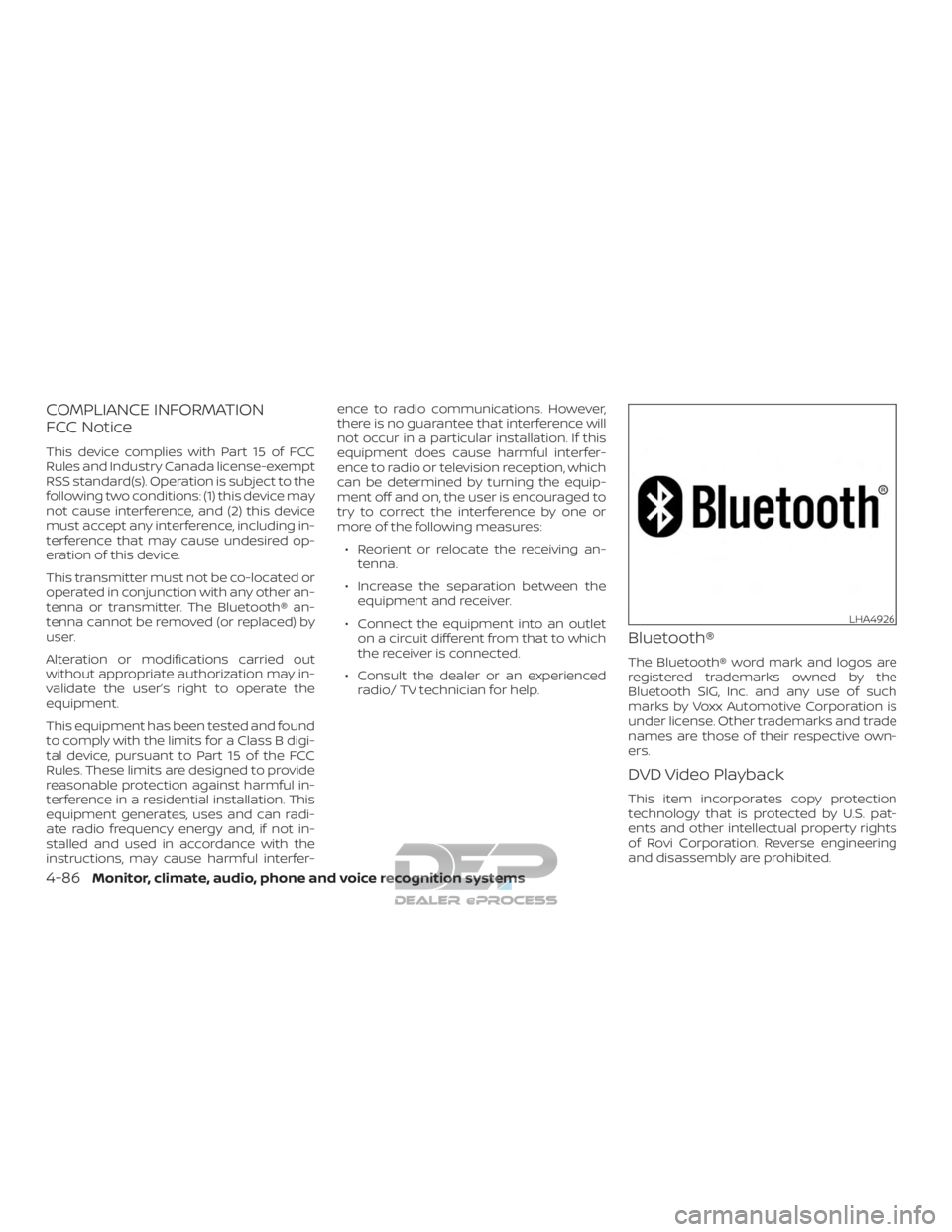 NISSAN TITAN 2019  Owner´s Manual COMPLIANCE INFORMATION
FCC Notice
This device complies with Part 15 of FCC
Rules and Industry Canada license-exempt
RSS standard(s). Operation is subject to the
following two conditions: (1) this devi