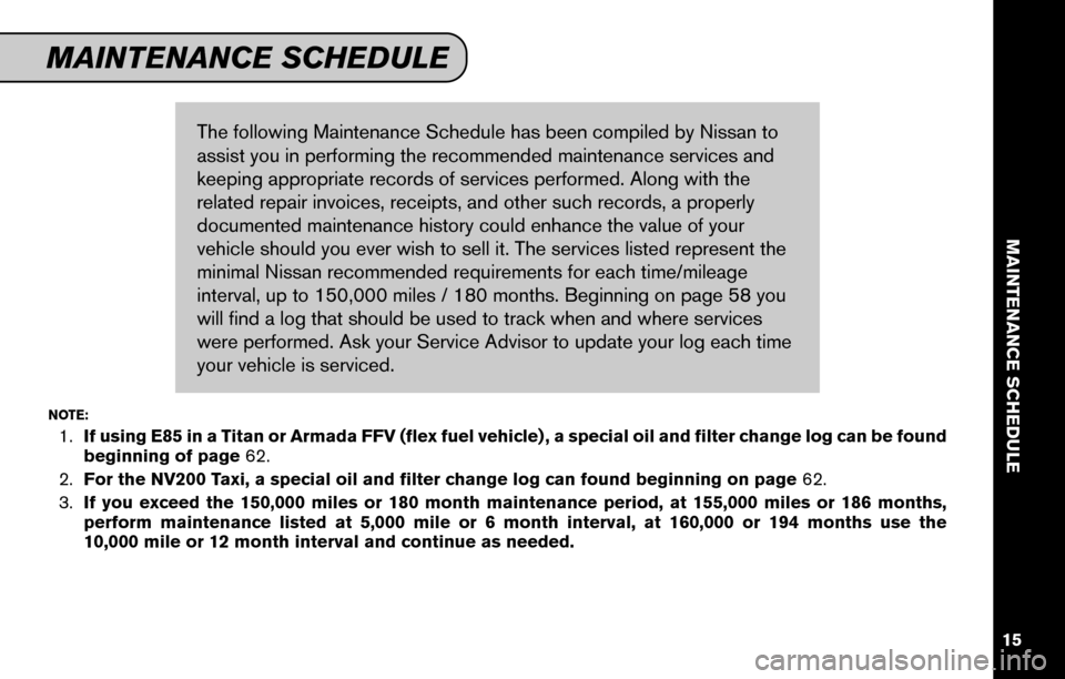 NISSAN GT-R 2015 R35 Service And Maintenance Guide The following Maintenance Schedule has been compiled by Nissan to
assist you in performing the recommended maintenance services and
keeping appropriate records of services performed. Along with the
re NISSAN GT-R 2015 R35 Service And Maintenance Guide The following Maintenance Schedule has been compiled by Nissan to
assist you in performing the recommended maintenance services and
keeping appropriate records of services performed. Along with the
re