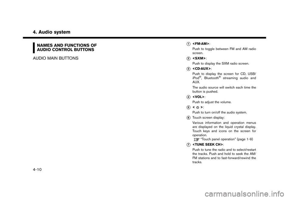 NISSAN LEAF 2016 1.G Navigation Manual �������
�> �(�G�L�W� ����� �� �� �0�R�G�H�O� �(�1�-��1 ��(�9��1�$�0��1�&�*��.�� �@
NAMES AND FUNCTIONS OF
AUDIO CONTROL BUTTONS
ENJN1502-AABAE45E-5D0B-46C4-B8C5-63D6B3725503
A