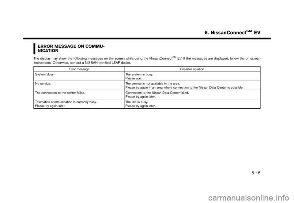 NISSAN LEAF 2016 1.G Navigation Manual �������
�> �(�G�L�W� ����� �� �� �0�R�G�H�O� �(�1�-��1 ��(�9��1�$�0��1�&�*��.�� �@
ERROR MESSAGE ON COMMU-
NICATION
GUID-A4CD8C22-D2D0-4FAC-A08B-2ECB0AB57954The display may sh
