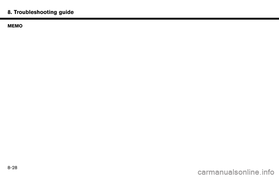 NISSAN MAXIMA 2017 A36 / 8.G Nissan Connect Navigation Manual 8. Troubleshooting guide
MEMO
8-28 