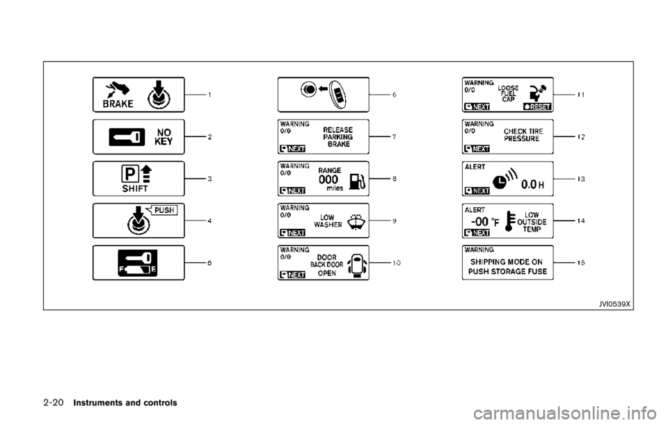 NISSAN QUEST 2017 RE52 / 4.G Owners Manual 2-20Instruments and controls
JVI0539X 