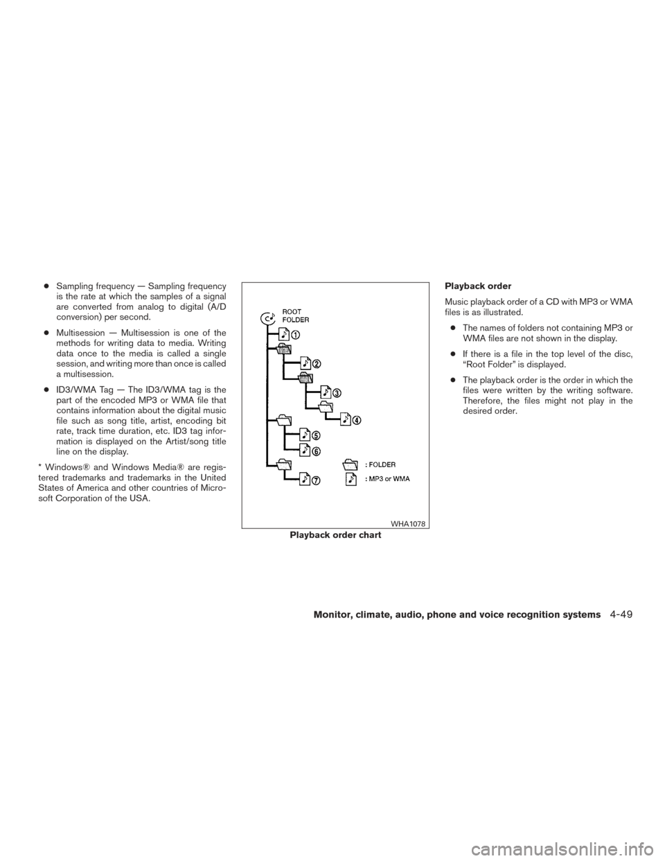NISSAN TITAN 2017 2.G Owners Manual ●Sampling frequency — Sampling frequency
is the rate at which the samples of a signal
are converted from analog to digital (A/D
conversion) per second.
● Multisession — Multisession is one of NISSAN TITAN 2017 2.G Owners Manual ●Sampling frequency — Sampling frequency
is the rate at which the samples of a signal
are converted from analog to digital (A/D
conversion) per second.
● Multisession — Multisession is one of
