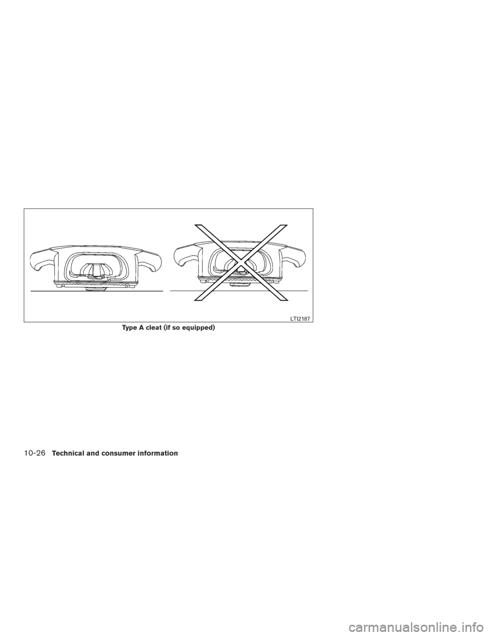 NISSAN TITAN 2017 2.G Owners Manual Type A cleat (if so equipped)
LTI2187
10-26Technical and consumer information 