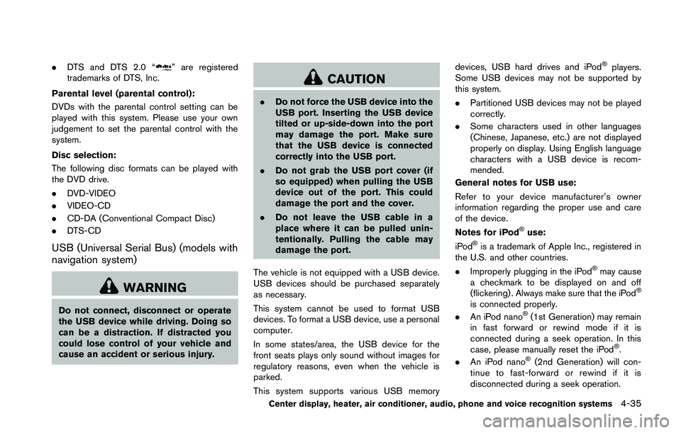 NISSAN 370Z 2014  Owners Manual .DTS and DTS 2.0 “ 