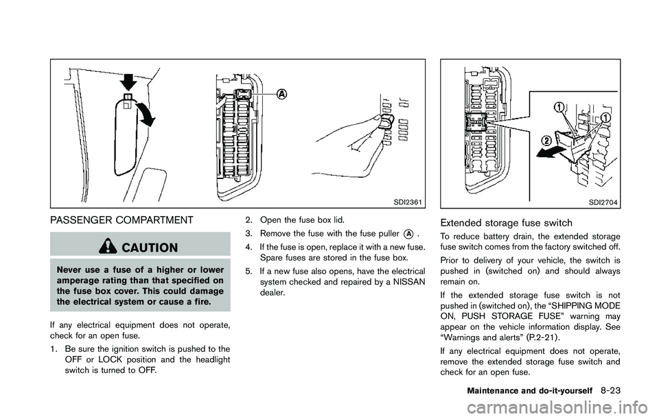 NISSAN 370Z 2014  Owners Manual SDI2361
PASSENGER COMPARTMENT 