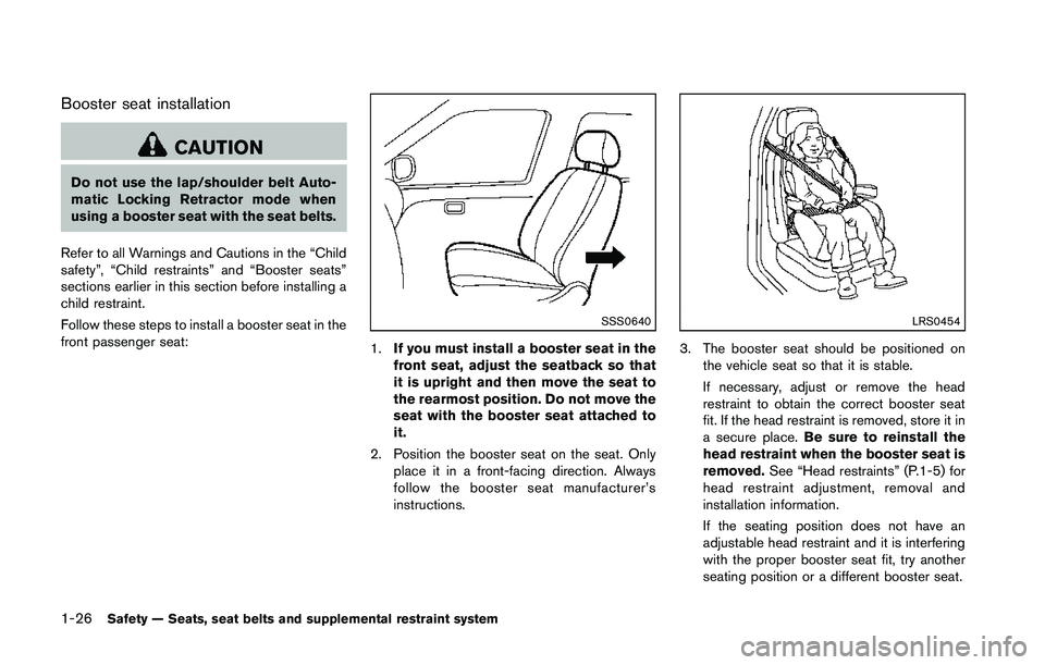 NISSAN 370Z 2014  Owners Manual Booster seat installation 