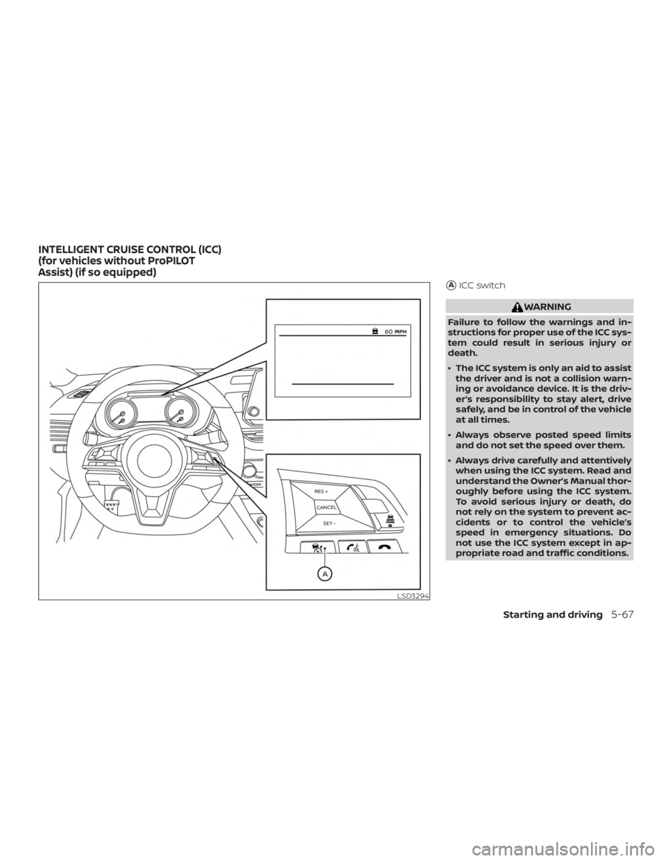 NISSAN ALTIMA SL 2018  Owners Manual AICC switch 
