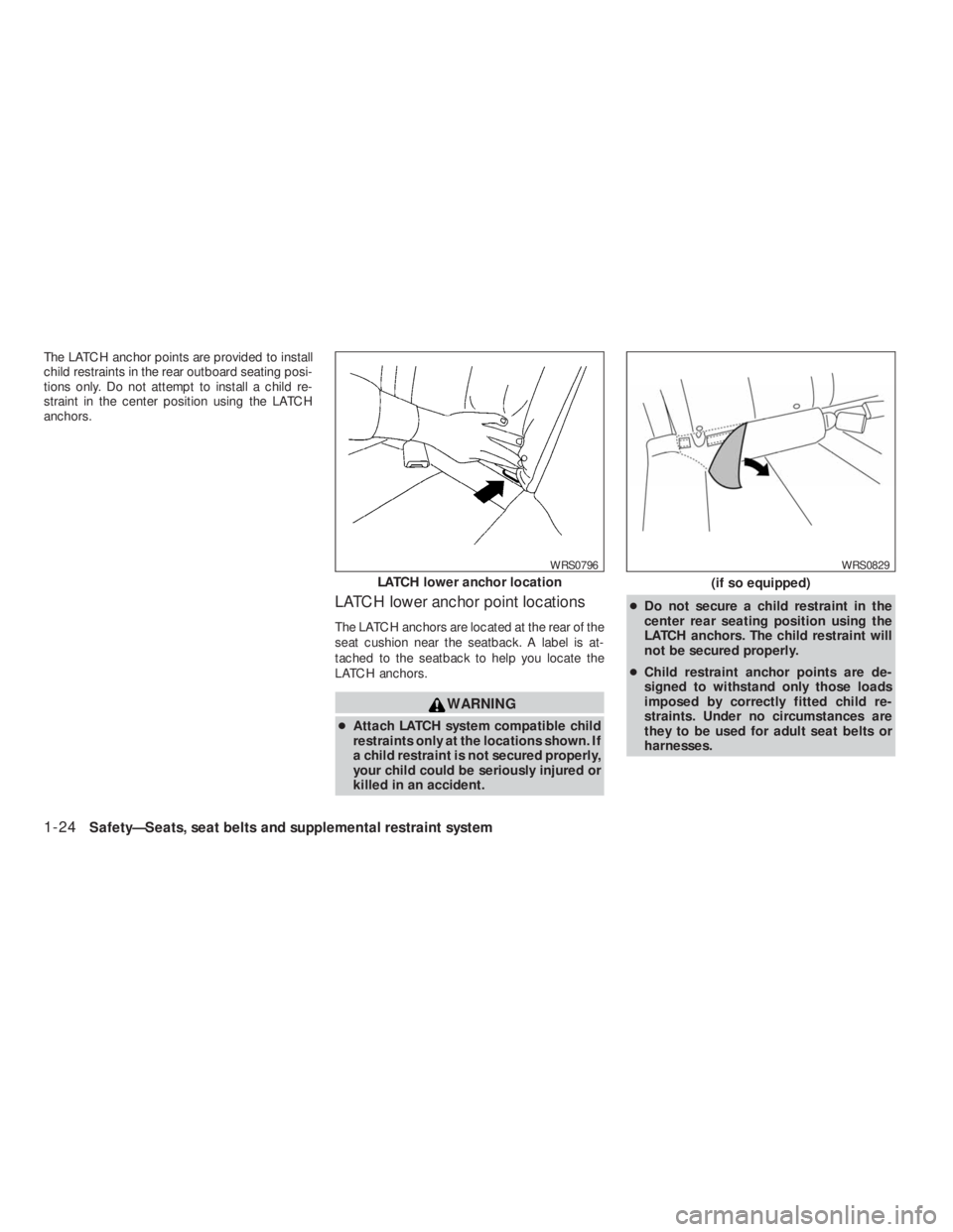 NISSAN ALTIMA COUPE 2008  Owners Manual LATCH lower anchor location 