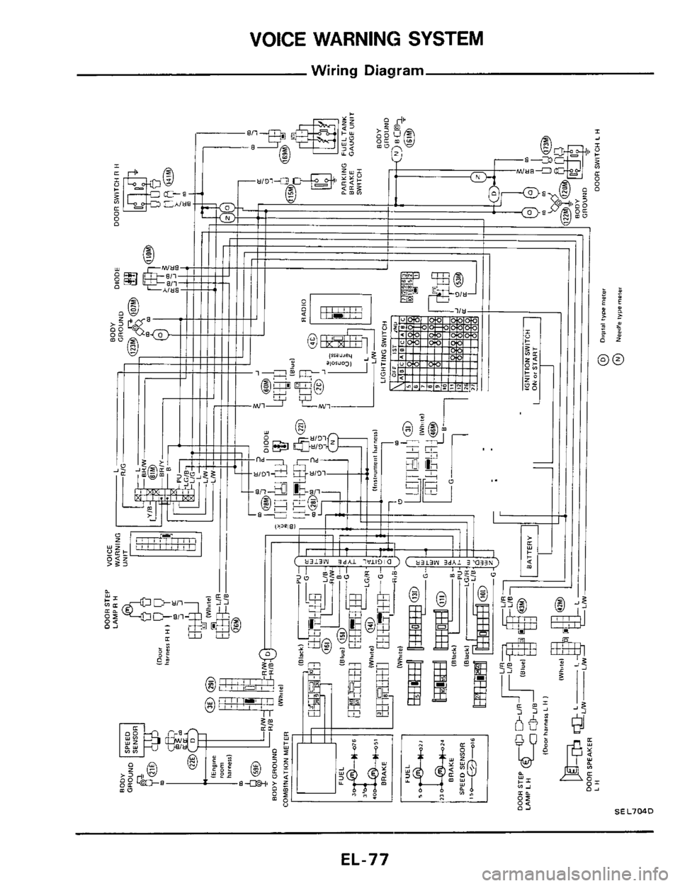 NISSAN 300ZX 1984 Z31 Electrical System Workshop Manual VOICE WARNING SYSTEM 
Wiring  Diagram  