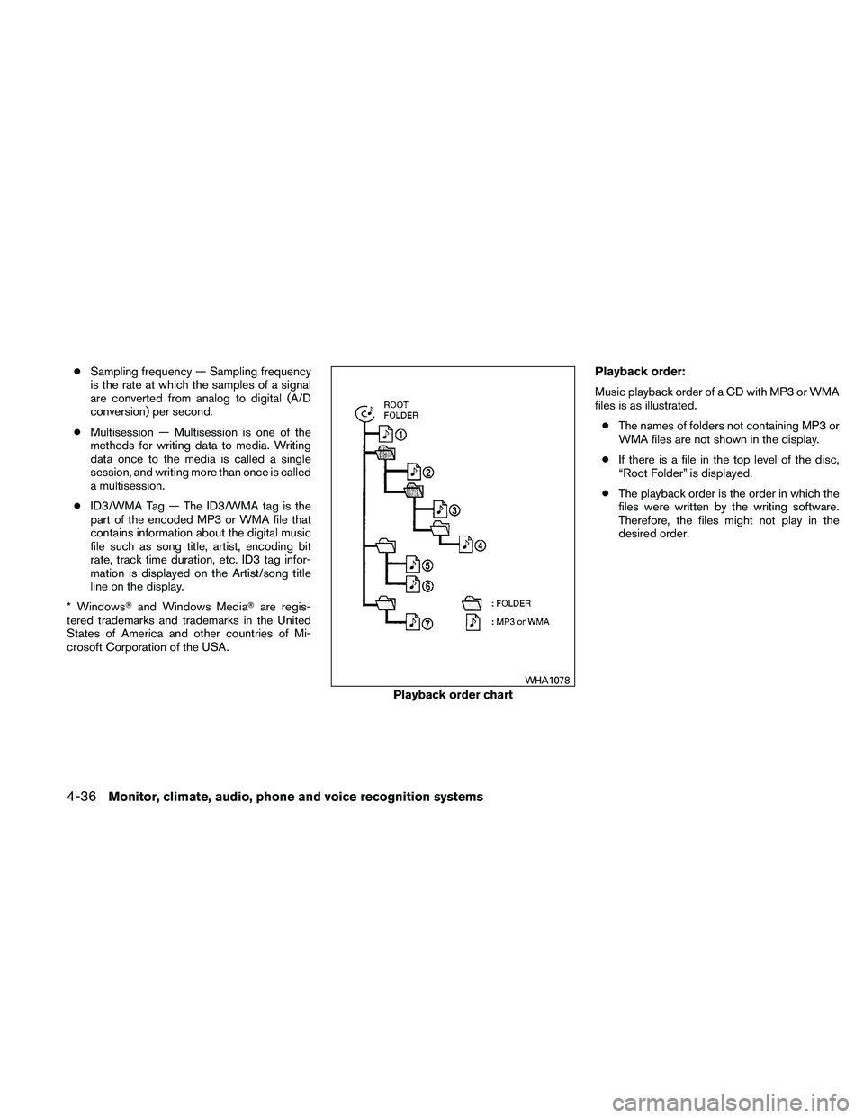 NISSAN ALTIMA 2010 Owners Manual ●Sampling frequency — Sampling frequency
is the rate at which the samples of a signal
are converted from analog to digital (A/D
conversion) per second.
● Multisession — Multisession is one of NISSAN ALTIMA 2010 Owners Manual ●Sampling frequency — Sampling frequency
is the rate at which the samples of a signal
are converted from analog to digital (A/D
conversion) per second.
● Multisession — Multisession is one of