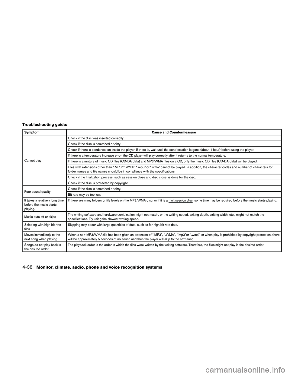 NISSAN ALTIMA 2010  Owners Manual Troubleshooting guide: 