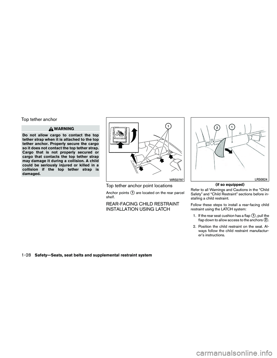 NISSAN ALTIMA 2010  Owners Manual Top tether anchor 