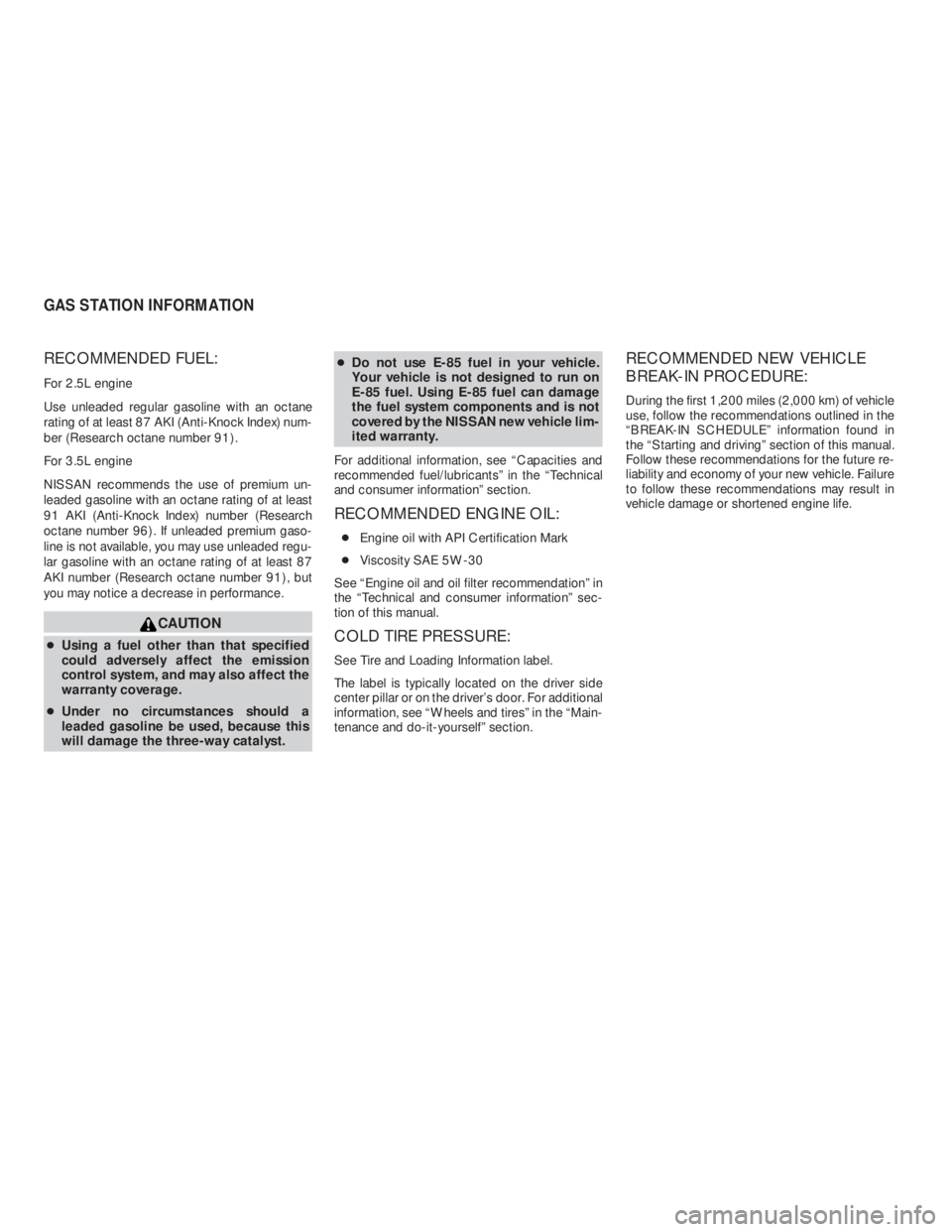 NISSAN ALTIMA 2009  Owners Manual 