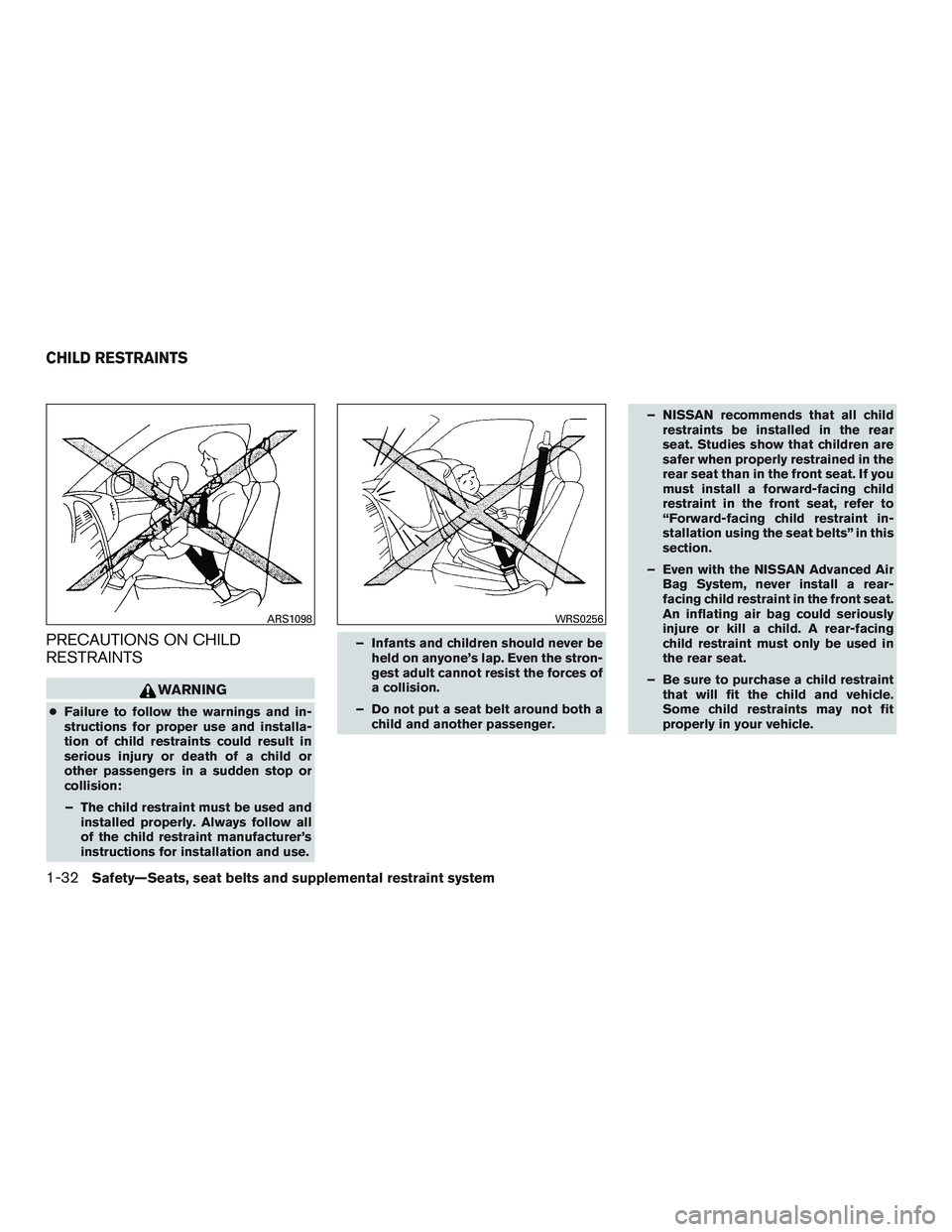NISSAN ARMADA PLATINUM 2015  Owners Manual PRECAUTIONS ON CHILD
RESTRAINTS 