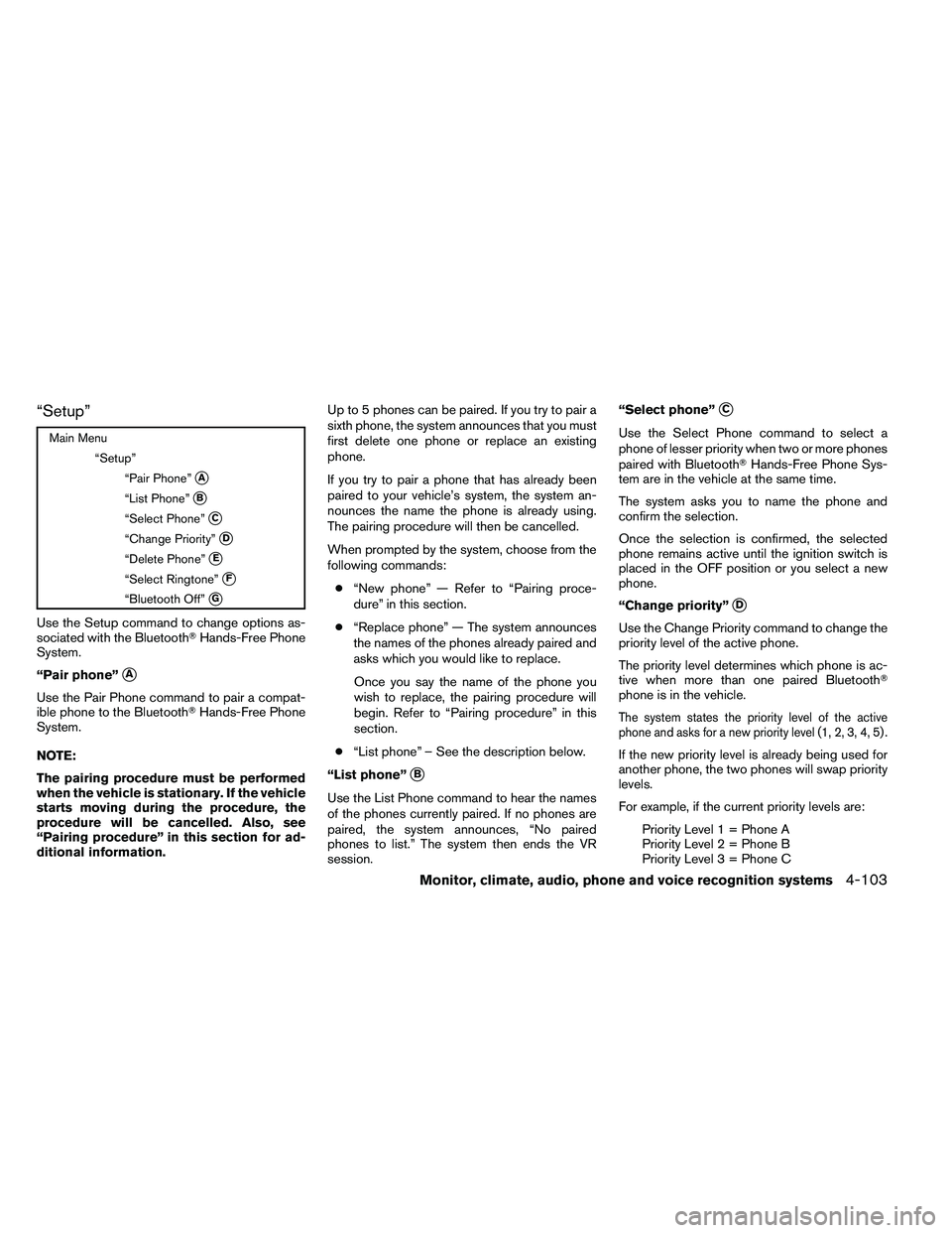 NISSAN ARMADA PLATINUM 2011  Owners Manual “Setup” 