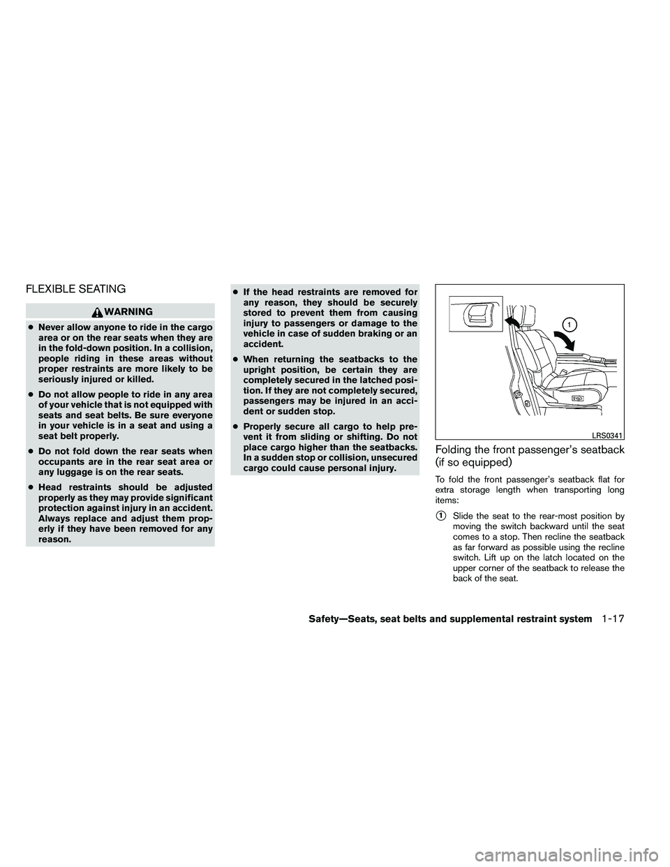 NISSAN ARMADA PLATINUM 2011  Owners Manual FLEXIBLE SEATING 