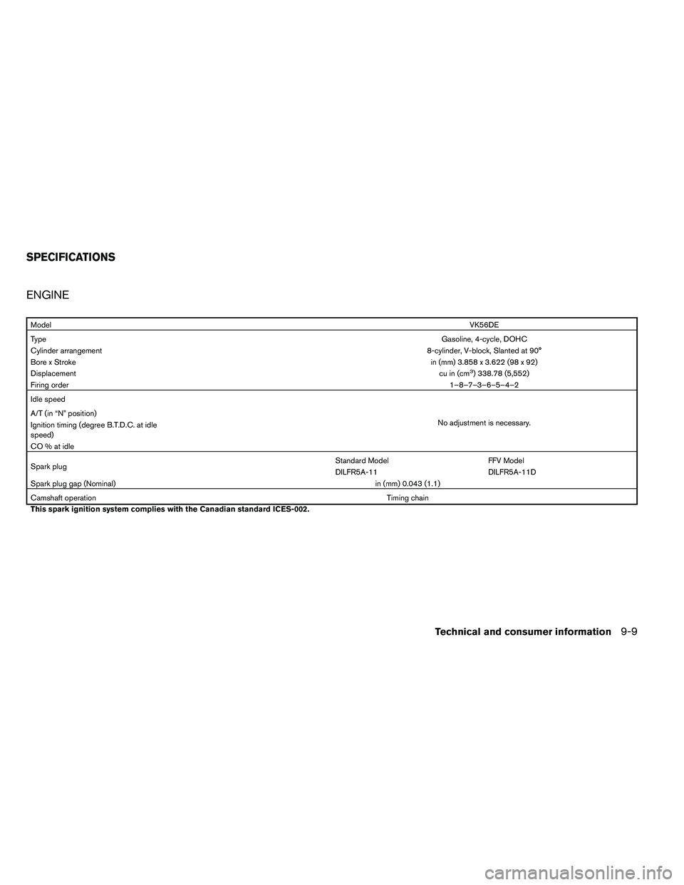 NISSAN ARMADA PLATINUM 2011  Owners Manual ENGINE 